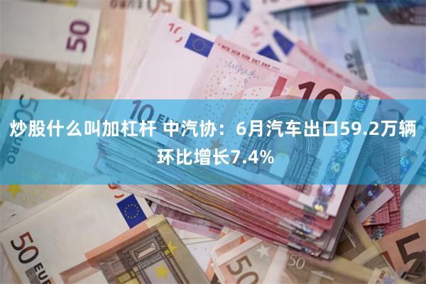 炒股什么叫加杠杆 中汽协：6月汽车出口59.2万辆 环比增长7.4%