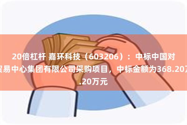 20倍杠杆 嘉环科技（603206）：中标中国对外贸易中心集团有限公司采购项目，中标金额为368.20万元